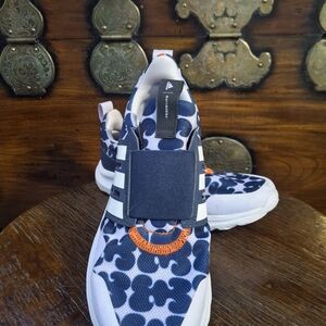 adidas Kids Navy, White and Orange Patterned Slip-On Sneakers